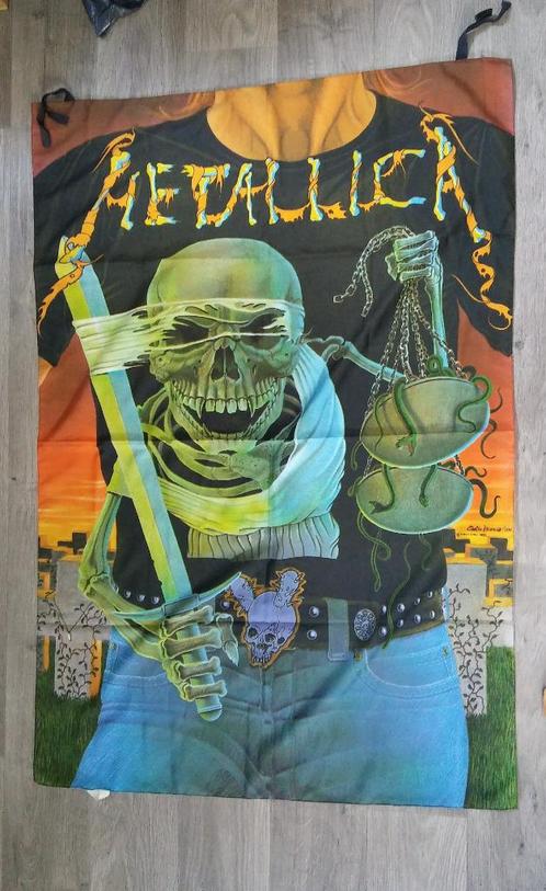 Metallica and justice for all vintage logo vlag rock metal, Verzamelen, Muziek, Artiesten en Beroemdheden, Gebruikt, Ophalen of Verzenden