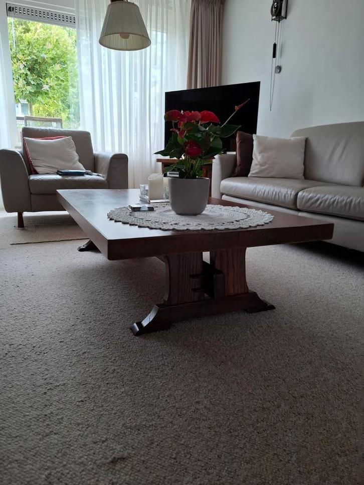 Donkereiken Salontafel met Schuiflade, Huis en Inrichting, Tafels | Salontafels, Gebruikt, Minder dan 50 cm, 100 tot 150 cm, 100 tot 150 cm
