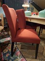 6 Mobitec Eetkamerstoelen - Stof, Rood, Huis en Inrichting, Stoelen, Ophalen, Hout, Zo goed als nieuw, Modern