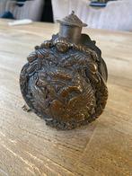 Antieke koperen/brons kruitfles, Ophalen of Verzenden, Koper