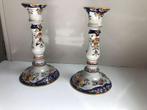 2 antieke porseleinen kandelaars Delfs, Ophalen, Keramiek of Aardewerk