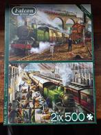 Puzzels Falcon, 2 x 500 stukjes, zgan, oude treinen, Ophalen of Verzenden, 500 t/m 1500 stukjes, Zo goed als nieuw, Legpuzzel