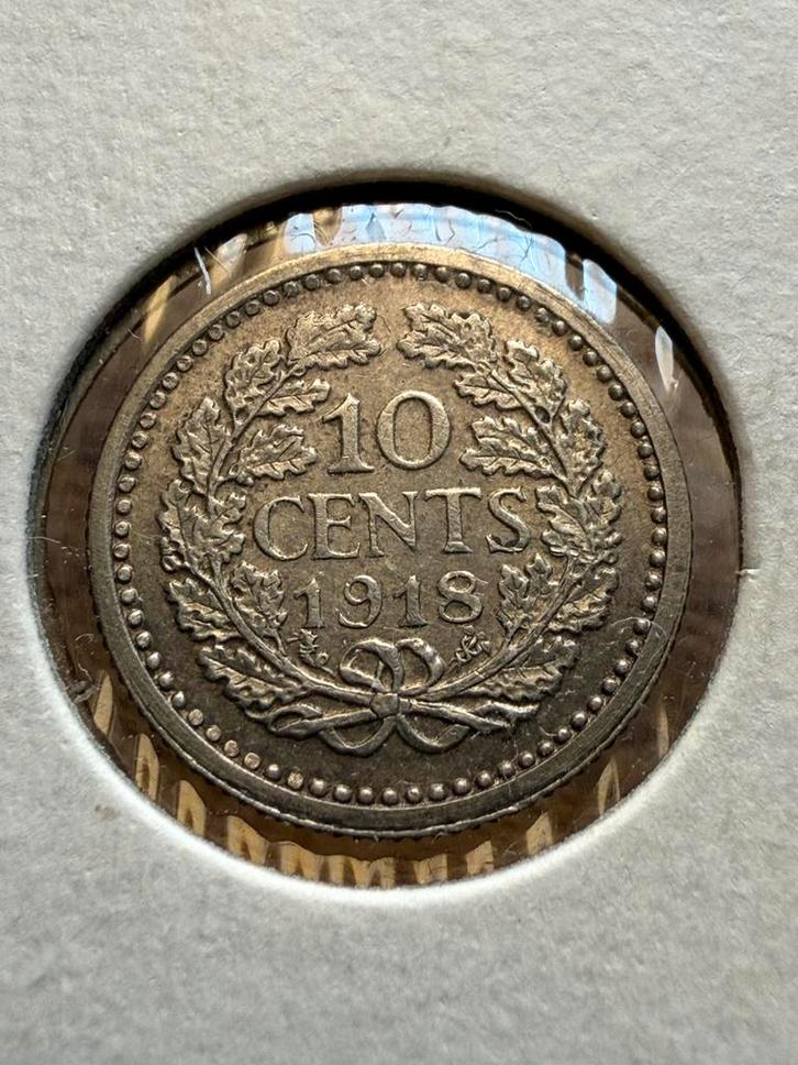 10 cent 1918 Wilhelmina hermelijnen mantel, Postzegels en Munten, Munten | Nederland, Losse munt, 10 cent, Koningin Wilhelmina