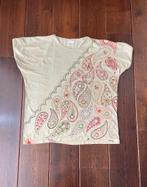 **  Vintage T-shirt met print en pailletten, maat L **, Maat 38/40 (M), Verzenden, Beige, Zo goed als nieuw