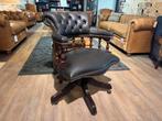 Springvale CHESTERFIELD BUREAUSTOEL CAPTAIN CHAIR Zwart leer, Huis en Inrichting, Ophalen of Verzenden, Zo goed als nieuw, Zwart