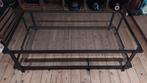 Glazen Salontafel met Metalen Frame, Ophalen, Gebruikt, 100 tot 150 cm, 50 tot 100 cm