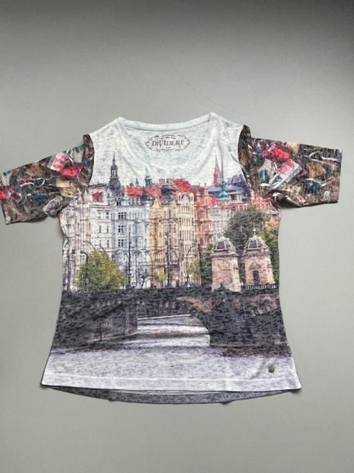 design shirt van merk DIVIDERE maat XL met print van Praag, Kleding | Dames, T-shirts, Zo goed als nieuw, Maat 46/48 (XL) of groter