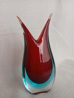 Flavio Poli Rood Blauw Sommerso Murano Art Glazen Vaas, Antiek en Kunst, Ophalen of Verzenden