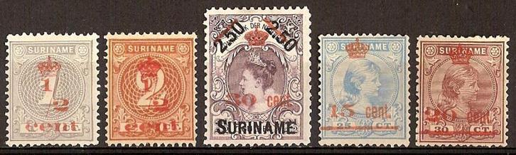 Suriname NVPH nr 60/4 ongebruikt Hulpuitgifte 1911, Postzegels en Munten, Postzegels | Suriname, Postfris, Verzenden