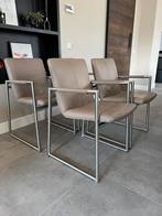 Vier taupe leder Henders & Hazel “the Frame” design stoelen., Huis en Inrichting, Stoelen, Ophalen, Henders en Hazel, Zo goed als nieuw