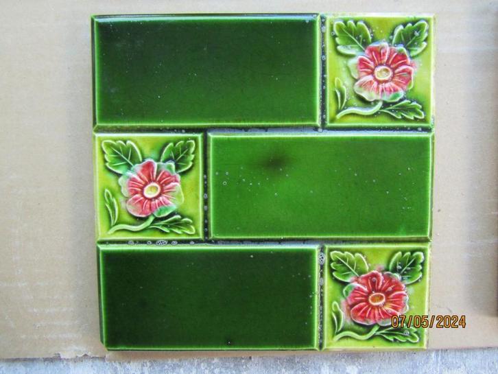 14 stuks art-nouveau 6 vaks wandtegels., Antiek en Kunst, Antiek | Wandborden en Tegels, Ophalen of Verzenden