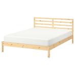 Houten bedframe TARVA 140x200 cm, Ophalen, Beige, Tweepersoons, 140 cm