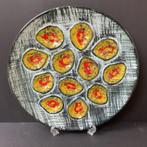 Oesterbord serveerschaal, heel groot, handbeschilderd,1960, Verzenden