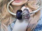 Trollbeads trollbead  Witte bloemblaadjes, Paars gordeldier, Sieraden, Tassen en Uiterlijk, Bedels, 1 bedel, Trollbeads, Zo goed als nieuw