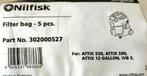 5x Stofzuigerzak Nilfisk Attix 550, Nr. 302000527, Nieuw, Ophalen of Verzenden, Nilfisk