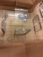 Glazen salontafel met metalen frame, Ophalen, Gebruikt, 100 tot 150 cm, Kingloop