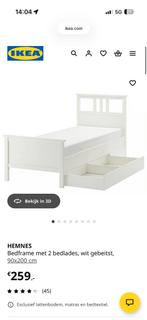 IKEA Hemnes Bedframe - Wit, Eenpersoons, Huis en Inrichting, Slaapkamer | Bedden, 90 cm, Eenpersoons, Wit, Nieuw
