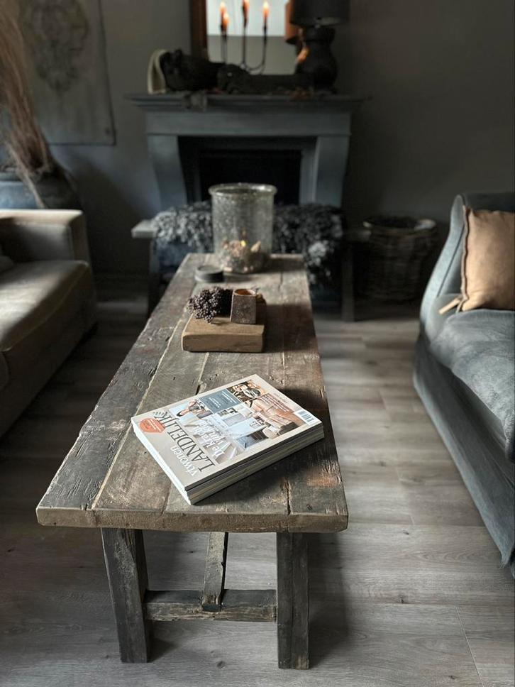 Oud houten salontafel Aura Peeperkorn, Huis en Inrichting, Tafels | Salontafels, Ophalen of Verzenden