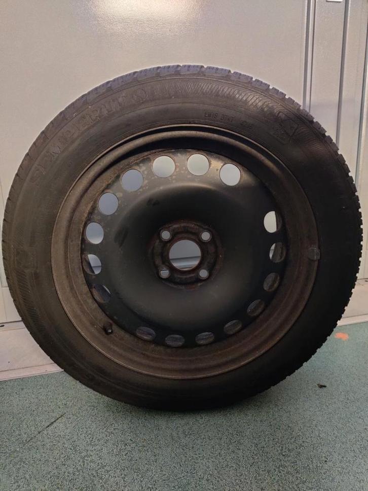 4 Winterbanden 195/55 R16 Semperit op velg, Auto-onderdelen, Banden en Velgen, Banden en Velgen, Winterbanden, 16 inch, 195 mm