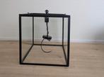 Mooie grote hanglamp, zwart gietijzer met glazen platen, Huis en Inrichting, Lampen | Hanglampen, Ophalen, Zo goed als nieuw, Minder dan 50 cm