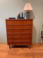 Vintage Deense Teak Ladekast - 6 Laden, Huis en Inrichting, Kasten | Ladekasten, Ophalen, Gebruikt, 5 laden of meer, 100 tot 150 cm