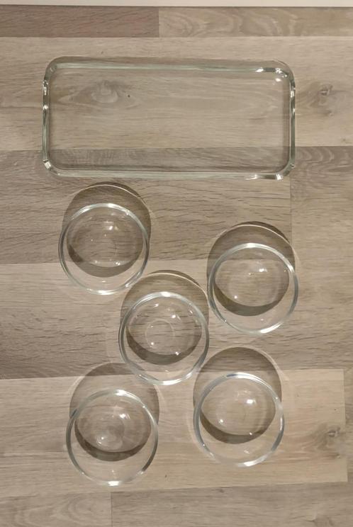 5 glazen schaaltjes van Nuutarjarvi Finland met glazen blad, Antiek en Kunst, Antiek | Glas en Kristal, Ophalen of Verzenden