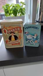 Twee leuke oude blikken van Verkade en Quakers, Verzamelen, Ophalen of Verzenden, Gebruikt, Overige, Verkade