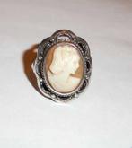 Ring zilver met camee vrouw, Sieraden, Tassen en Uiterlijk, Overige kleuren, Verzenden, Zo goed als nieuw, 17 tot 18