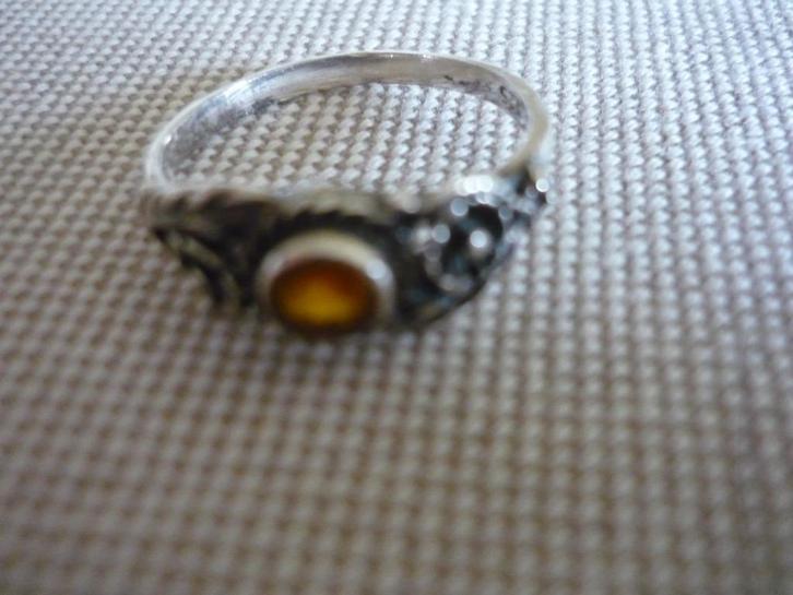 Zilveren ring 925 met carneool, Sieraden, Tassen en Uiterlijk, Ringen, Gebruikt, Dame, Kleiner dan 17, Zilver, Zilver, Met edelsteen
