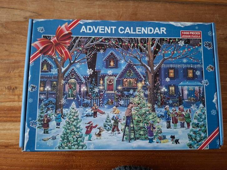 Advent kalender kerstpuzzel 1008 stukjes, Hobby en Vrije tijd, Denksport en Puzzels, Zo goed als nieuw, Legpuzzel, 500 t/m 1500 stukjes