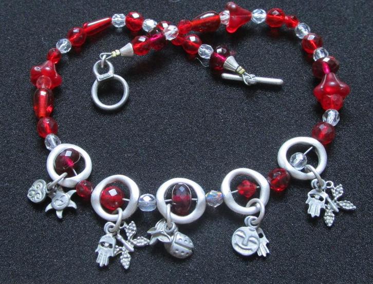 Sieradenset, Sieraden, Tassen en Uiterlijk, Kettingen, Zo goed als nieuw, Overige materialen, Rood, Verzenden