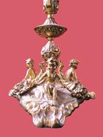 Koperen staande lamp met puti op voet., Ophalen