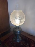 Antieke Tafellamp met Glazen Kap, Ophalen, Zo goed als nieuw, Glas, Minder dan 100 cm