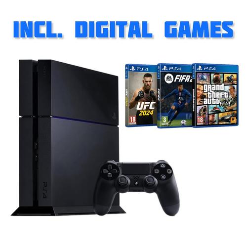PS4 Incl.controller, kabels & digitale games, Spelcomputers en Games, Spelcomputers | Sony PlayStation 4, Zo goed als nieuw, Original