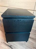 2x malm nachtkasje/Ladekast 2 lades, zwartbruin, 40x55 cm, Huis en Inrichting, Slaapkamer | Nachtkastjes, Ophalen, 55 tot 70 cm