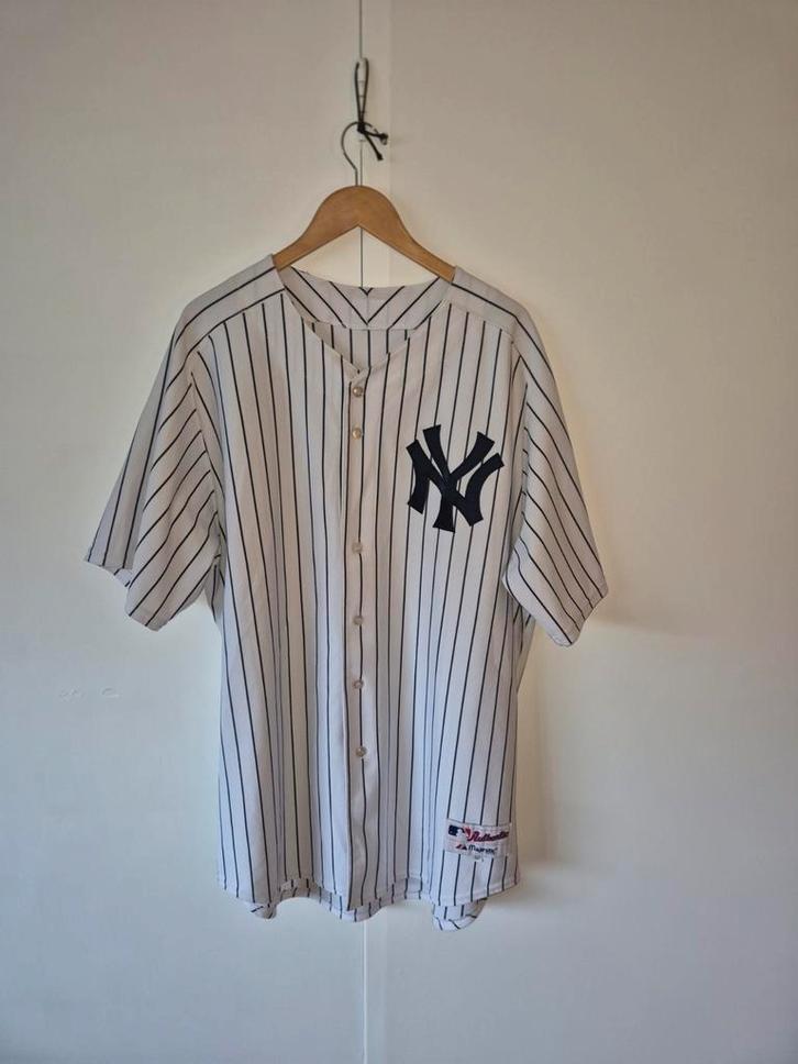 Vintage New York Yankees Majestic Jersey - Maat xxl, Kleding | Heren, T-shirts, Zo goed als nieuw, Maat 52/54 (L), Wit, Ophalen of Verzenden