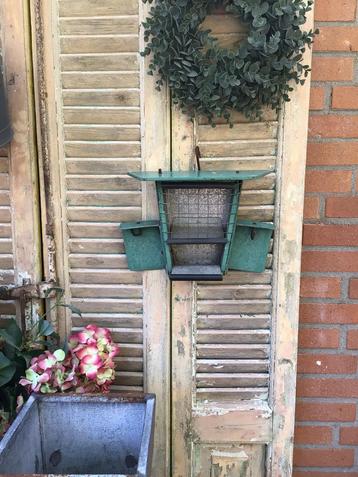 Brocante vogel voeder huisje zink groen beschikbaar voor biedingen