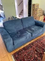 Blauw bankje suede look met kussens, Ophalen, Zo goed als nieuw, Tweepersoons