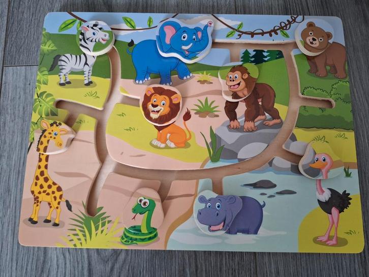 Houten Puzzel met Dieren, Kinderen en Baby's, Speelgoed | Kinderpuzzels, Zo goed als nieuw, 2 tot 4 jaar, Minder dan 10 stukjes