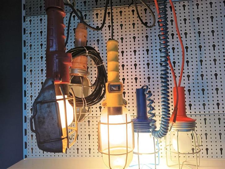 vintage hanglamp garage lamp - looplamp - industriële lampen, Huis en Inrichting, Lampen | Hanglampen, Gebruikt, 75 cm of meer