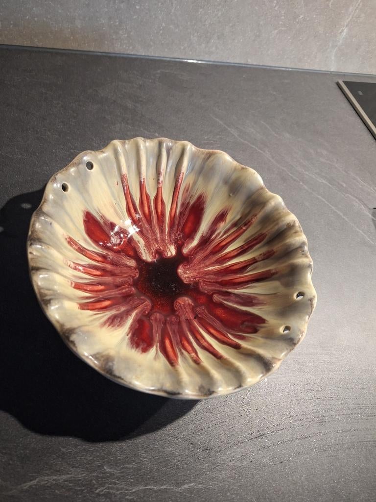 West Germany Schaal Crème/Rood met Vlammen, Antiek en Kunst, Antiek | Schalen, Ophalen of Verzenden