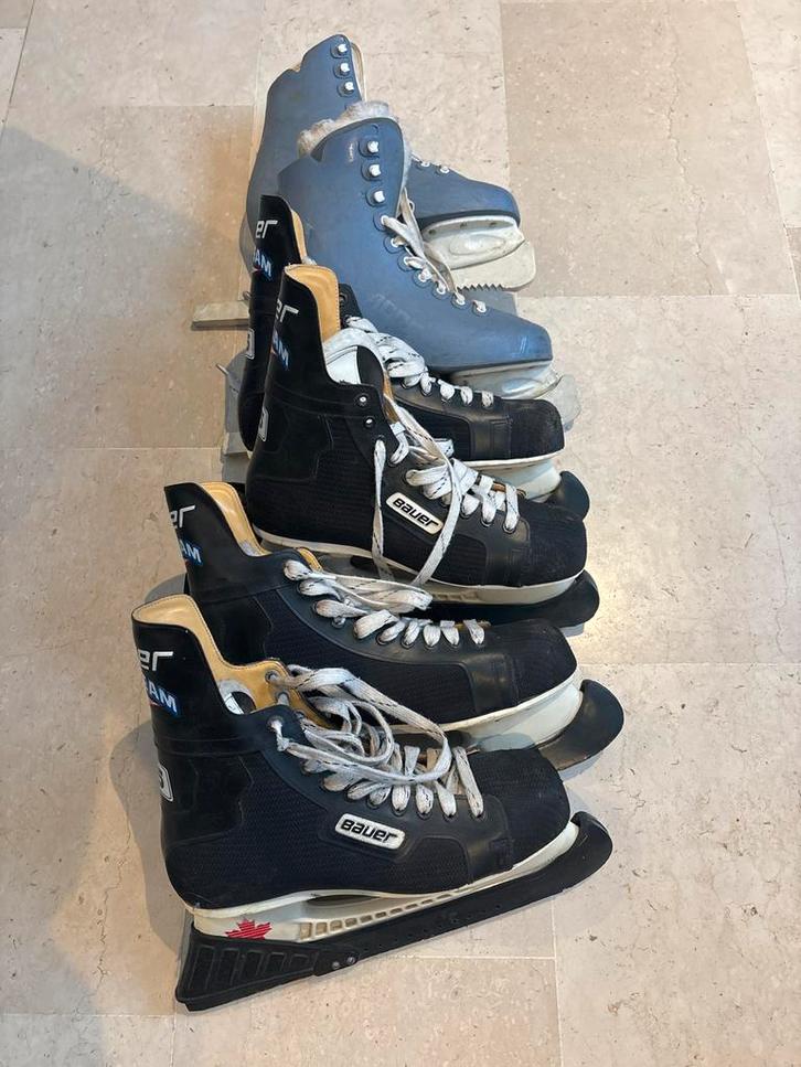Schaatsen: dames schaatsen (40) en 2x herenschaatsen (42), Sport en Fitness, Schaatsen, Gebruikt, IJshockeyschaatsen, Bauer, Ophalen
