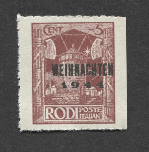 Italiaanse zegel Rodos, met opdruk Weihnachten 1944., Verzamelen, Militaria | Tweede Wereldoorlog, Landmacht, Foto of Poster, Duitsland
