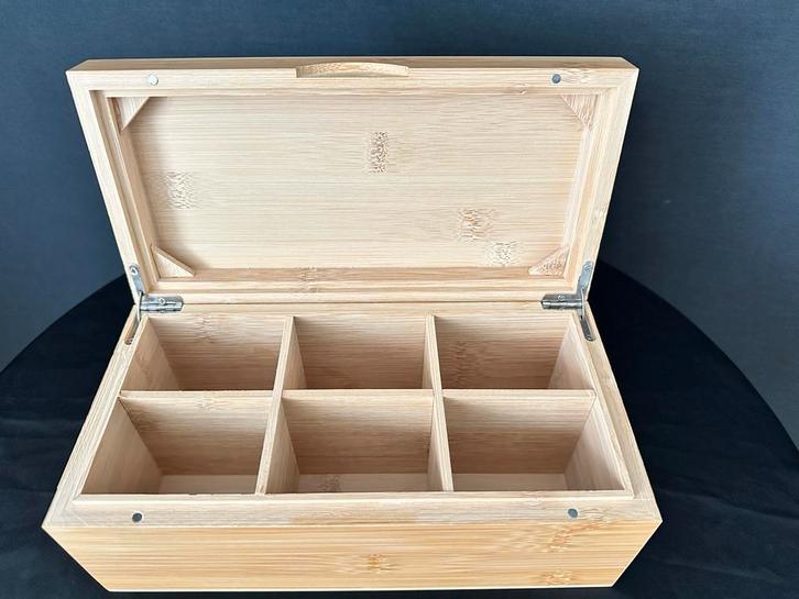 Theedoos met 6 vakken, Huis en Inrichting, Woonaccessoires | Kisten, Nieuw, Minder dan 50 cm, Overige houtsoorten, Ophalen of Verzenden