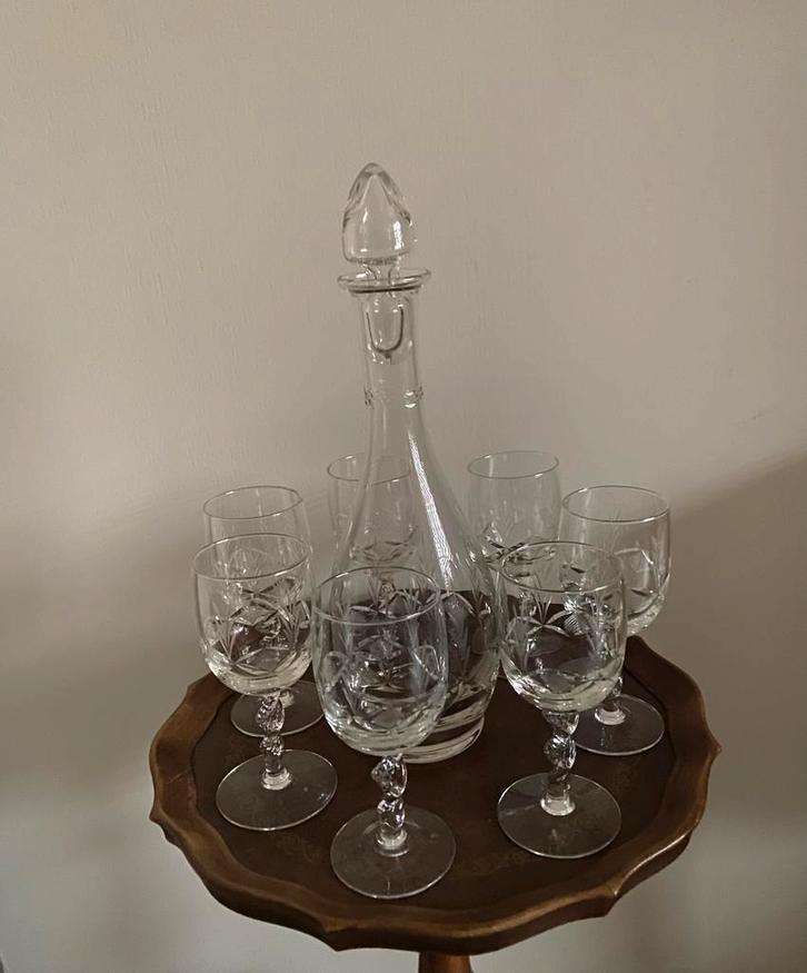Mooie set karaf met 6 glazen, Antiek en Kunst, Antiek | Glas en Kristal, Ophalen of Verzenden