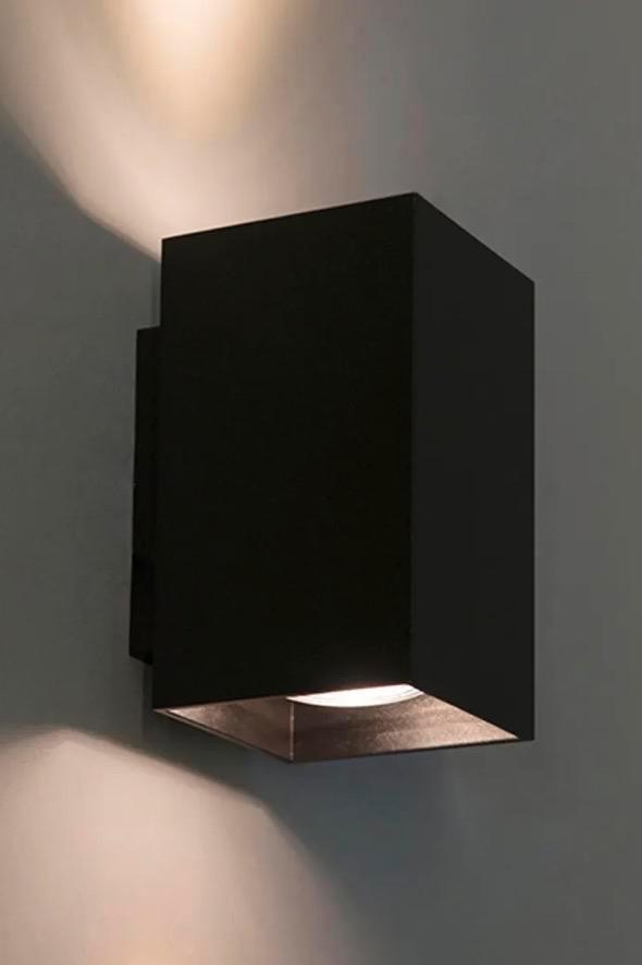 Moderne Wandlamp Zwart Vierkant 2-Lichts Sandy, Huis en Inrichting, Lampen | Wandlampen, Nieuw, Metaal, Ophalen of Verzenden