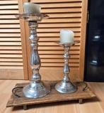 Twee zilverkleurige kandelaars, Antiek en Kunst, Ophalen of Verzenden