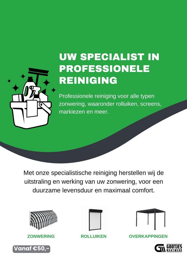 Professionele reiniging van alle soorten zonwering!, Doe-het-zelf en Verbouw, Rolluiken, Nieuw, Wit, Ophalen of Verzenden