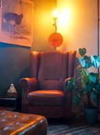 Vintage Joris Handmade Oorfauteuil Schapenleer 1975-1980, Huis en Inrichting, Fauteuils, Ophalen, Zo goed als nieuw, 50 tot 75 cm