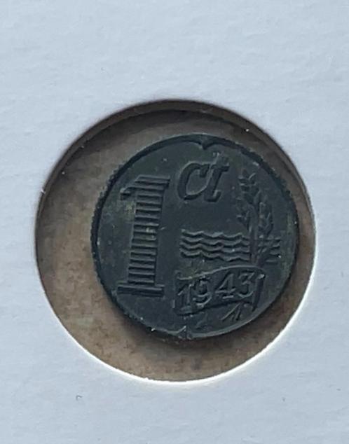 Zinken cent 1943, Postzegels en Munten, Munten | Nederland, 1 cent, Koningin Wilhelmina, Ophalen of Verzenden